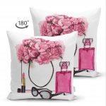 - Suet-K-3353-1 - Realhomes Çift Taraflı Coco Shopping Tasarımlı Dijital Baskılı Süet Yastık Kırlent Kılıfı Realhomes