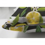 Çift Taraflı Çizgili Siyah Zeminli Limon Desenli Dekoratif Süet Yastık Kırlent Kılıfı Realhomes