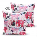 - Suet-K-3358-1 - Realhomes  Çift Taraflı Etnik Filler Özel Tasarımlı Dijital Baskılı Süet Yastık Kırlent Kılıfı Realhomes