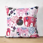 - Suet-K-3358 - Realhomes  Çift Taraflı Etnik Filler Özel Tasarımlı Dijital Baskılı Süet Yastık Kırlent Kılıfı Realhomes