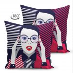 - Suet-K-3360-1 - Realhomes  Çift Taraflı Pop Art Mujer Elegante Tasarımlı Dijital Baskılı Süet Yastık Kırlent Kılıfı Realhomes