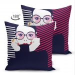 - Suet-K-3364-1 - Realhomes  Çift Taraflı Icon Women Özel Tasarımlı Dijital Baskılı Süet Yastık Kırlent Kılıfı Realhomes