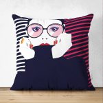 - Suet-K-3364 - Realhomes  Çift Taraflı Icon Women Özel Tasarımlı Dijital Baskılı Süet Yastık Kırlent Kılıfı Realhomes