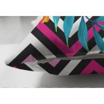 - Suet-K-3367-2 - Realhomes  Çift Taraflı Zigzag ve Çiçekler Özel Tasarım Dekoratif Süet Yastık Kırlent Kılıfı Realhomes