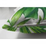 - Suet-K-3368-2 - Realhomes  Çift Taraflı Beyaz Zeminde Watercolor Yapraklar Özel Tasarımlı Süet Yastık Kırlent Kılıfı Realhomes