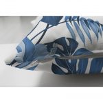 - Suet-K-3373-2 - Realhomes  Çift Taraflı Mavi Amazon Yaprakları Özel Tasarımlı Dekoratif Süet Yastık Kırlent Kılıfı Realhomes