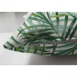 - Suet-K-3377-2 - Realhomes  Çift Taraflı Yeşil Palmiye Yaprakları Özel Tasarımlı Dekoratif Süet Yastık Kırlent Kılıfı Realhomes