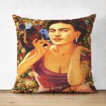 - Suet-K-3378 - Realhomes  Çift Taraflı Mutluluk Çiçekleri Vintage Tasarımlı Dijital Baskılı Süet Yastık Kırlent Kılıfı Realhomes