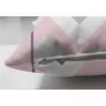 Çift Taraflı Renkli Zigzag Motifli Pembe Zeminli Modern Süet Yastık Kırlent Kılıfı Realhomes