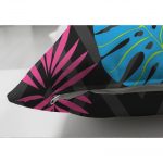 - Suet-K-3392-2 - Realhomes  Çift Taraflı Siyah Zeminde Pempe Mavi Zambak Desenli Modern Süet Yastık Kırlent Kılıfı Realhomes