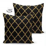 - Suet-K-3393-1 - Realhomes  Çift Taraflı Gold Detaylı Ogea Desenli Dekoratif Modern Süet Yastık Kırlent Kılıfı Realhomes