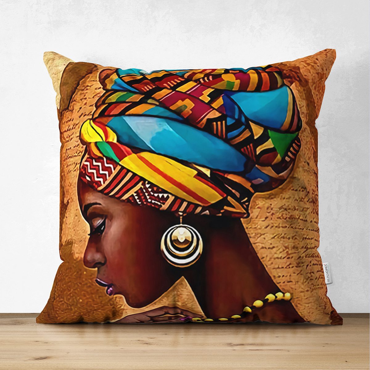 Çift Taraflı African Woman Çizimli Dijital Baskılı Modern Süet Yastık Kırlent Kılıfı Realhomes