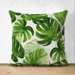 Çift Taraflı Suluboya Zambak Yaprakları Çizimli Özel Tasarım Süet Yastık Kırlent Kılıfı Realhomes