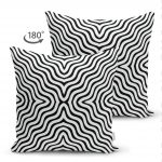 - Suet-K-3407-1 - Realhomes Çift Taraflı Siyah Geometrik Çizgiler Özel Tasarımlı Dekoratif Süet Yastık Kırlent Kılıfı Realhomes