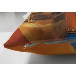 - Suet-K-3413-2 - Realhomes  Çift Taraflı Turuncu Afrikan Women Tasarımlı Dijital Baskılı Süet Yastık Kırlent Kılıfı Realhomes