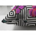 - Suet-K-3485-2 - Realhomes  Çift Taraflı Geometrik Zeminde Renkli Kelebekler Özel Tasarım Süet Kırlent Kılıfı Realhomes