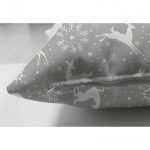 - Suet-K-3564-2 - Realhomes  Çift Taraflı Gri Zeminli Geyikler ve Kar Taneleri Tasarımlı Dijital Baskılı Süet Kırlent Kılıfı Realhomes