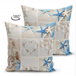- Suet-K-36-1 - Realhomes  Çift Taraflı Deniz Yıldızı Dijital Baskılı Dekoratif Süet Yastık Kırlent Kılıfı Realhomes