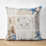 - Suet-K-36 - Realhomes  Çift Taraflı Deniz Yıldızı Dijital Baskılı Dekoratif Süet Yastık Kırlent Kılıfı Realhomes