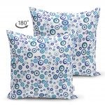 Realhomes Çift Taraflı Nazar Boncuğu Motifli Dijital Baskılı Modern Süet Yastık Kırlent Kılıfı Realhomes