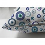 Realhomes Çift Taraflı Nazar Boncuğu Motifli Dijital Baskılı Modern Süet Yastık Kırlent Kılıfı Realhomes