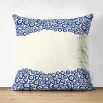 - Suet-K-3722 - Realhomes  Realhomes Çift Taraflı Nazar Boncuğu Motifli Dijital Baskılı Modern Süet Yastık Kırlent Kılıfı Realhomes