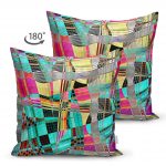 - Suet-K-3776-1 - Realhomes  Realhomes Çift Taraflı Renkli Mozaik Motifli Dijital Baskılı Modern Süet Yastık Kırlent Kılıfı Realhomes