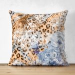 - Suet-K-3788 - Realhomes  Realhomes Çift Taraflı Leopar Motifli Dijital Baskılı Süet Yastık Kırlent Kılıfı Realhomes