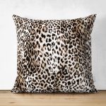 - Suet-K-3791 - Realhomes  Realhomes Çift Taraflı Leopar Motifli Dijital Baskılı Süet Yastık Kırlent Kılıfı Realhomes