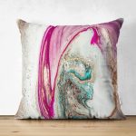 - Suet-K-3911 - Realhomes Realhomes Çift Taraflı Sulu Boya Desenli Özel Tasarım Dijital Baskılı Modern Süet Yastık Kılıfı Realhomes