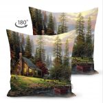 - Suet-K-4-1 - Realhomes Çift Taraflı Dağ Evi Manzaralı Dijital Baskılı Modern Süet Yastık Kırlent Kılıfı Realhomes
