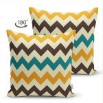 - Suet-K-414-1 - Realhomes  Çift Taraflı Modern Zigzag Desen Dijital Baskılı Dekoratif Süet Yastık Kırlent Kılıfı Realhomes