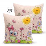 - Suet-K-421-1 - Realhomes Sevimli Kediler Dijital Baskılı Dekoratif Çift Taraflı Süet Yastık Kırlent Kılıfı Realhomes