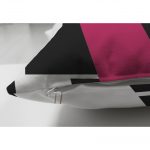 - Suet-K-4236-2 - Realhomes  Siyah Zemin Pembe ve Mavi Güller Özel Tasarım Çift Taraflı Süet Yastık Kırlent Kılıfı Realhomes