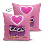 - Suet-K-424-1 - Realhomes Baykuş Desenli Dijital Baskılı Dekoratif Çift Taraflı Süet Yastık Kırlent Kılıfı Realhomes