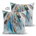 - Suet-K-4257-1 - Realhomes  Kuş Tüyü Tasarımlı Modern Çift Taraflı Süet Yastık Kırlent Kılıfı Realhomes