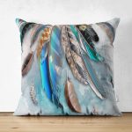 - Suet-K-4257 - Realhomes  Kuş Tüyü Tasarımlı Modern Çift Taraflı Süet Yastık Kırlent Kılıfı Realhomes