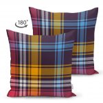 - Suet-K-4268-1 - Realhomes  Renkli Ekose Desenli Özel Tasarım Çift Taraflı Süet Yastık Kırlent Kılıfı Realhomes