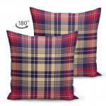 - Suet-K-4269-1 - Realhomes  Ekose Çizgiler Motifli Özel Tasarım Çift Taraflı Süet Yastık Kırlent Kılıfı Realhomes