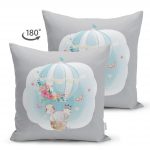 - Suet-K-4320g-1 - Realhomes Çift Taraflı Gri Zeminde Uçan Balon Desenli Dijital Baskılı Çocuk Odası Süet Yastık Kırlent Kılıfı Realhomes