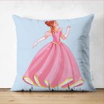 - Suet-K-4321m - Realhomes  Çift Taraflı Pamuk Prenses Çizgifilm Desenli 3D Çocuk Odası Süet Yastık Kırlent Kılıfı Realhomes