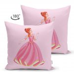 - Suet-K-4321p-1 - Realhomes Çift Taraflı Pamuk Prenses Çizgifilm Desenli 3D Çocuk Odası Süet Yastık Kırlent Kılıfı Realhomes
