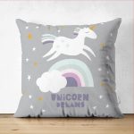 Çift Taraflı Unicorn Özel Tasarımlı At Motifli Çocuk Odası Süet Yastık Kırlent Kılıfı Realhomes