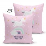 - Suet-K-4327p-1 - Realhomes Çift Taraflı Unicorn Özel Tasarımlı At Motifli Çocuk Odası Süet Yastık Kırlent Kılıfı Realhomes