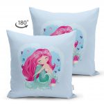 - Suet-K-4331m-1 - Realhomes Çift Taraflı Mavi Zeminde Denizkızı Tasarımlı Dijital Baskılı Çocuk Odası Süet Kırlent Kılıfı Realhomes