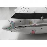 - Suet-K-4351-2 - Realhomes Çift Taraflı Siyah Beyaz Çizgili Unicorn Atlar Çocuk Odası Süet Yastık Kırlent Kılıfı Realhomes