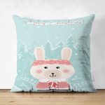 Çift Taraflı Christmas Ayıcık Desenli Özel Tasarım Çocuk Odası Süet Yastık Kırlent Kılıfı Realhomes