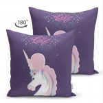 - Suet-K-4356-1 - Realhomes  Çift Taraflı Baby Shower Unicorn At Tasarımlı Çocuk Odası Süet Yastık Kırlent Kılıfı Realhomes
