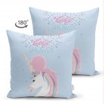 - Suet-K-4356m-1 - Realhomes Çift Taraflı Baby Shower Unicorn At Tasarımlı Çocuk Odası Süet Yastık Kırlent Kılıfı Realhomes