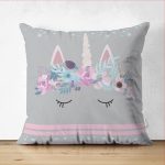 - Suet-K-4358g - Realhomes  Çift Taraflı Gri Zeminde Baby Shower Özel Tasarım Çocuk Odası Süet Yastık Kırlent Kılıfı Realhomes